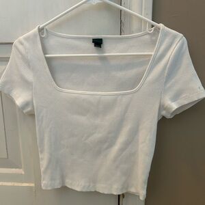 WILD FABLE white ripped slightly cropped short sleeve top